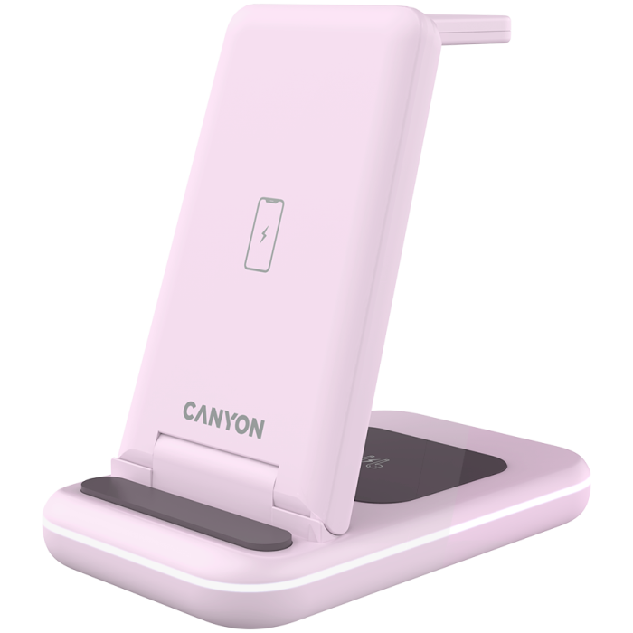 CANYON wireless charger WS-304 15W 3in1 Iced Pink [2]