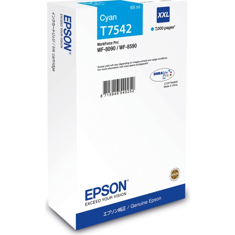 Cartus cerneala Epson T7542, albastru (cyan), original, 7000 pagini, 69 ml [1]