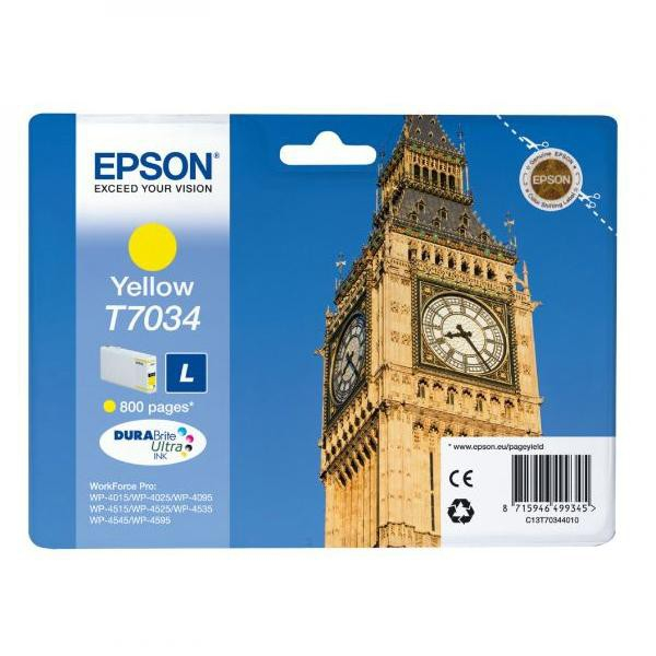 Cartuș cerneala Epson L T7034, galben (yellow), original, 800 pagini, 9.6 ml [1]