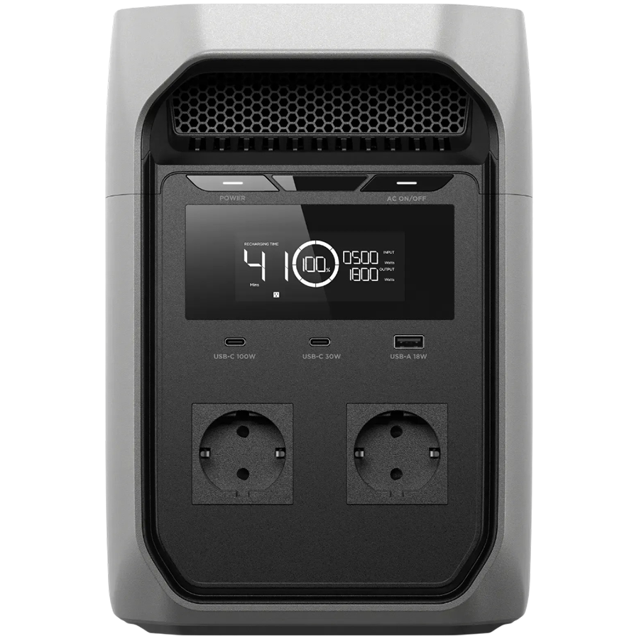 EcoFlow DELTA 3 Classic Portable Power Station, Capacity: 1024Wh, AC Output: 1800W total (surge 3600W), Number outlets 5 (2 AC Outlets, 1 USB-A Fast Charge, 2 USB-C), Mobile App, X-Boost, IP65 [2]