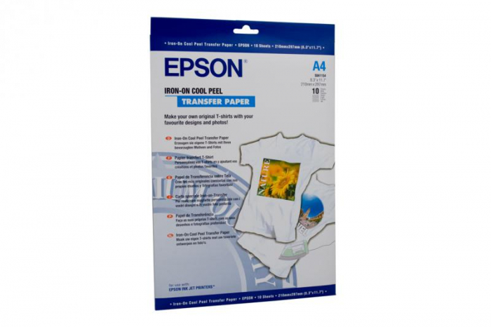 Hartie foto Epson S041154, dimensiune A4, 10 coli, tip iron on transfer, greutate 124g/m2 [1]