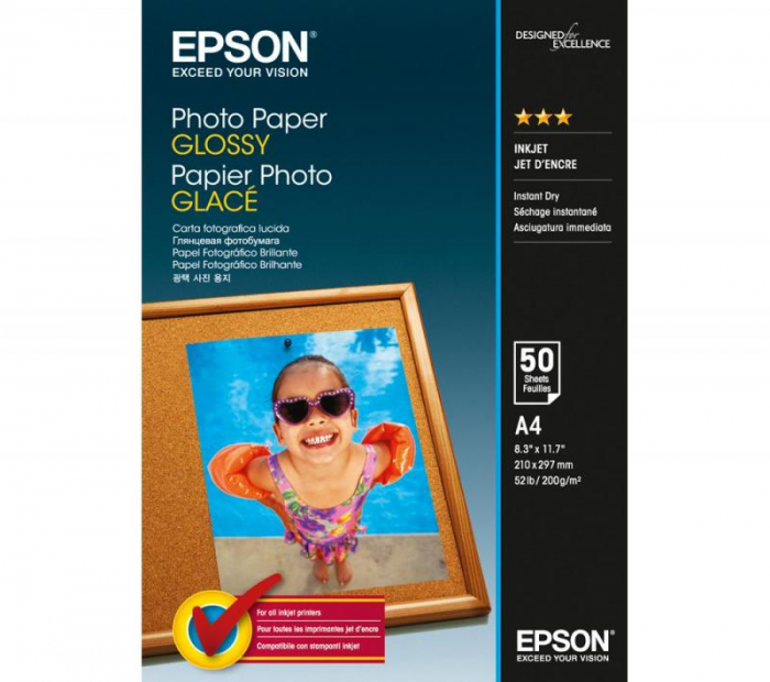 Hartie foto Epson S042539, dimensiune A4, 50 coli, tip glossy, greutate 200g/m2 [1]