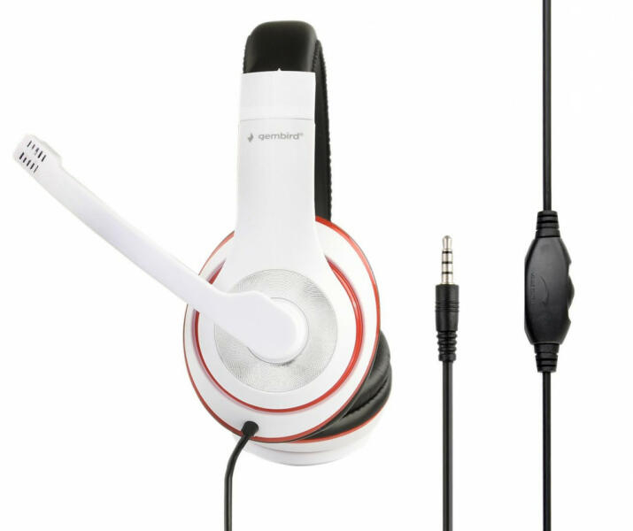 Casca stereo cu microfon Gembird MHS-03-WTRD alb rosu [2]