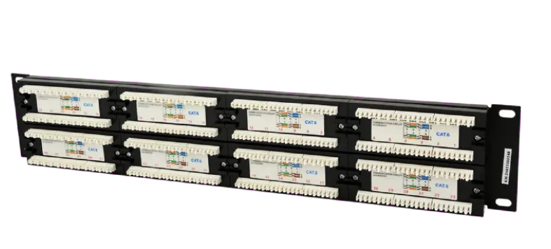 Patch Panel 19" GEMBIRD, 48 Porturi, 2U, Cat. 6, cu management cabluri, Negru [2]