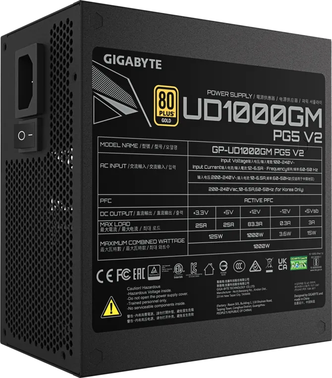 Sursa de alimentare GIGABYTE UD1000GM PG5 V2 1000W 80 Plus Gold Fully Modular (GP-UD1000GM PG5 V2) - GIGABYTE [6]