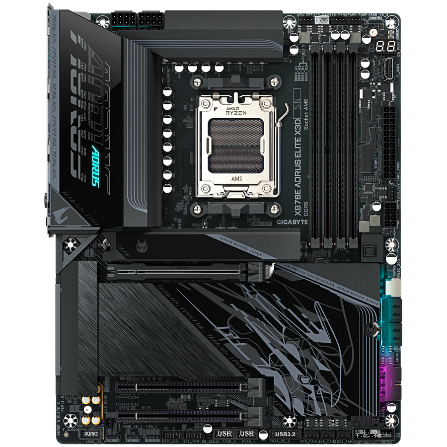 GIGABYTE Mainboard Desktop X870E AORUS ELITE X3D (AM5,4 x DDR5,2 x USB4 TypeC, 2xHDMI, 5GLAN,Wi-Fi 7, BT5.4, 1xPCIe x16,4xM.2,4xSATA6) ATX [1]