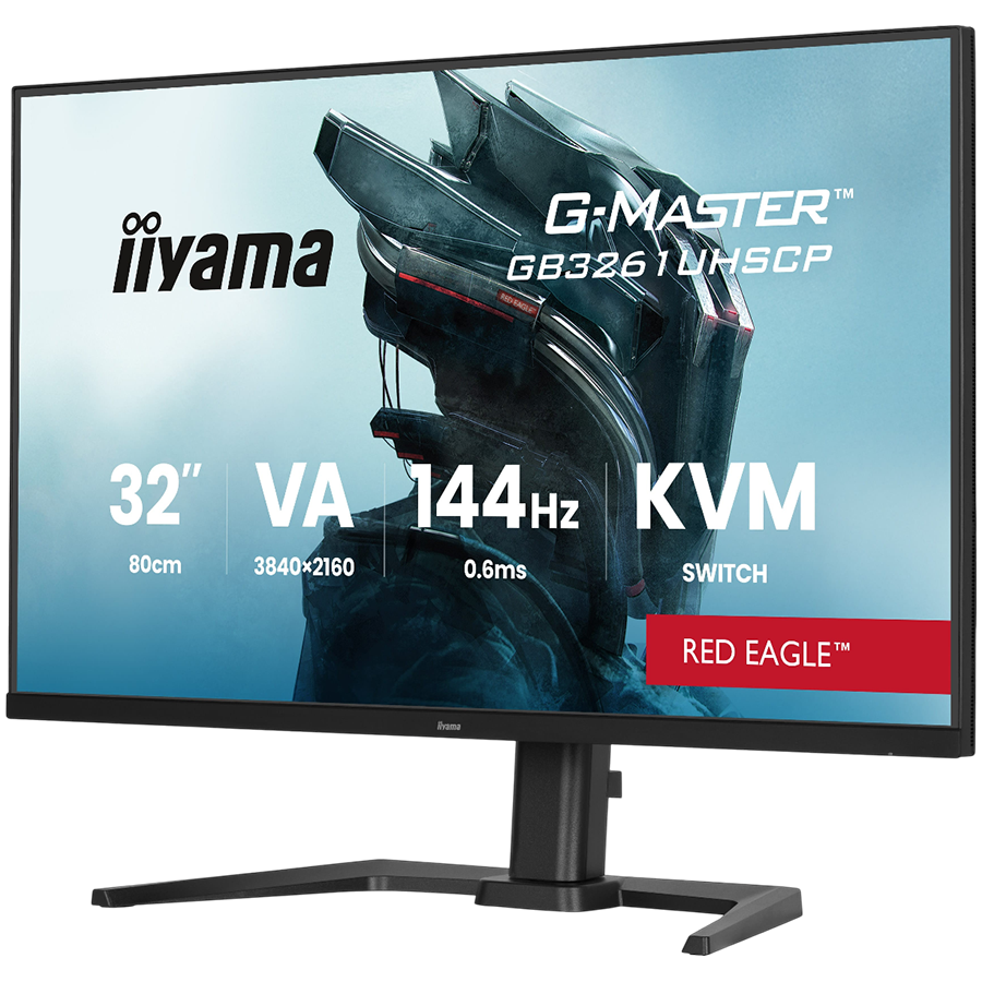 IIYAMA Gaming Monitor 32 VA Gaming G-Master Red Eagle FreeSync Premium 3840x2160 144Hz 400cd/m2 2xHDMI 2.1 DisplayPort USB-C 95W PD KVM 0.6ms MPRT speakers USB 2x3.2 2xC Black Tuner 15cm height adjust [2]