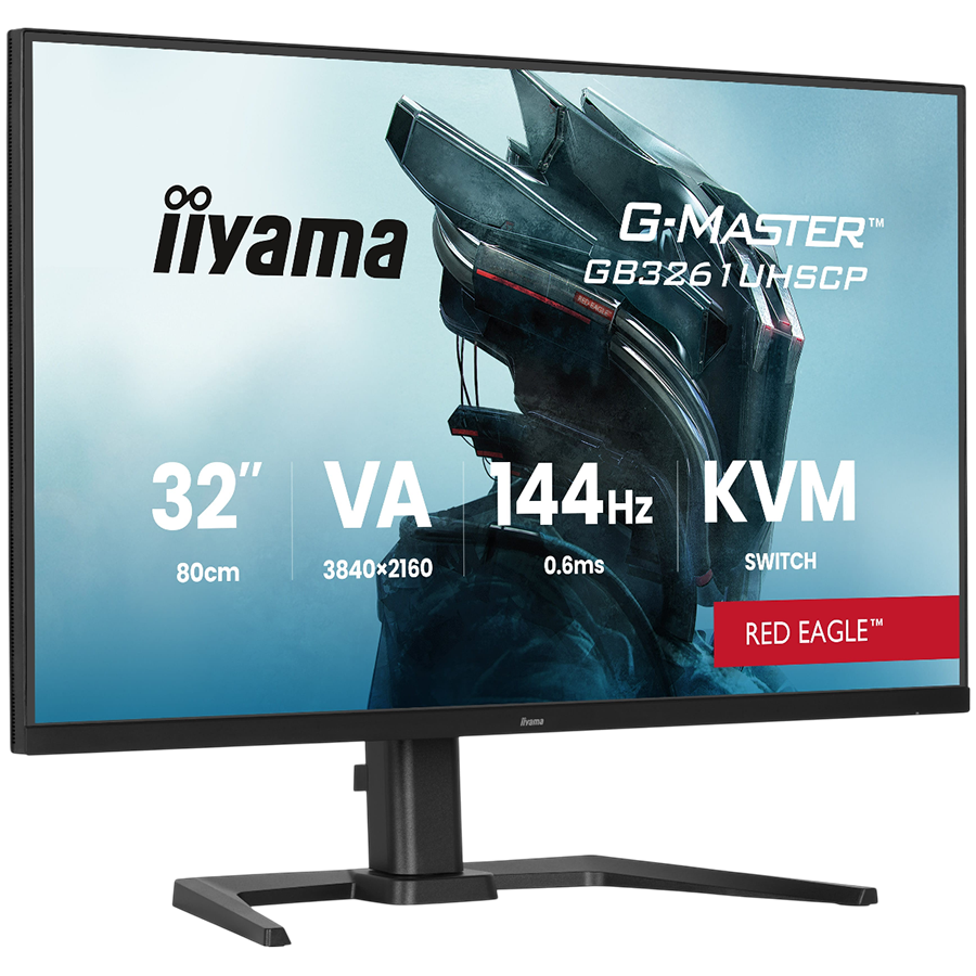 IIYAMA Gaming Monitor 32 VA Gaming G-Master Red Eagle FreeSync Premium 3840x2160 144Hz 400cd/m2 2xHDMI 2.1 DisplayPort USB-C 95W PD KVM 0.6ms MPRT speakers USB 2x3.2 2xC Black Tuner 15cm height adjust [3]