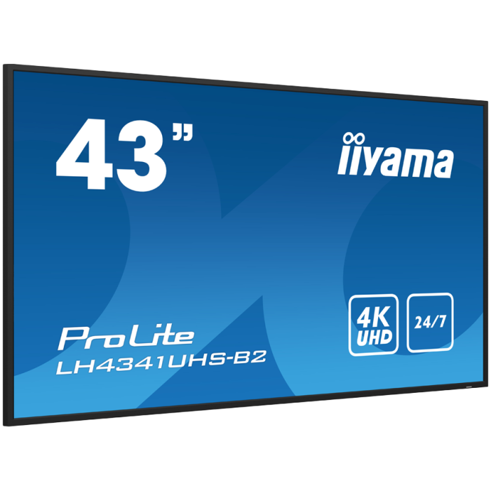 IIYAMA LFD LH4341UHS-B2 43" Professional Digital Signage display with 4K UHD resolution and 24/7 3840x2160 16:9 500cd 1200:1 8ms landscape, portrait [2]