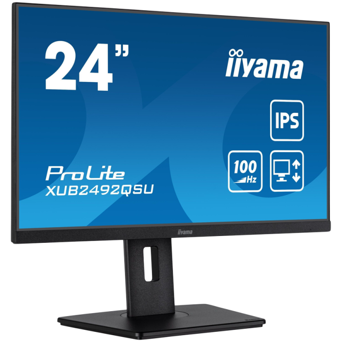 IIYAMA Monitor LED XUB2492QSU-B1 23.8" IPS 2560 x 1440 @100Hz 300 cd/m² 1000:1 0.5ms HDMI DP USB-Hub height, swivel, tilt, pivot (rotation both sides) 3y [2]