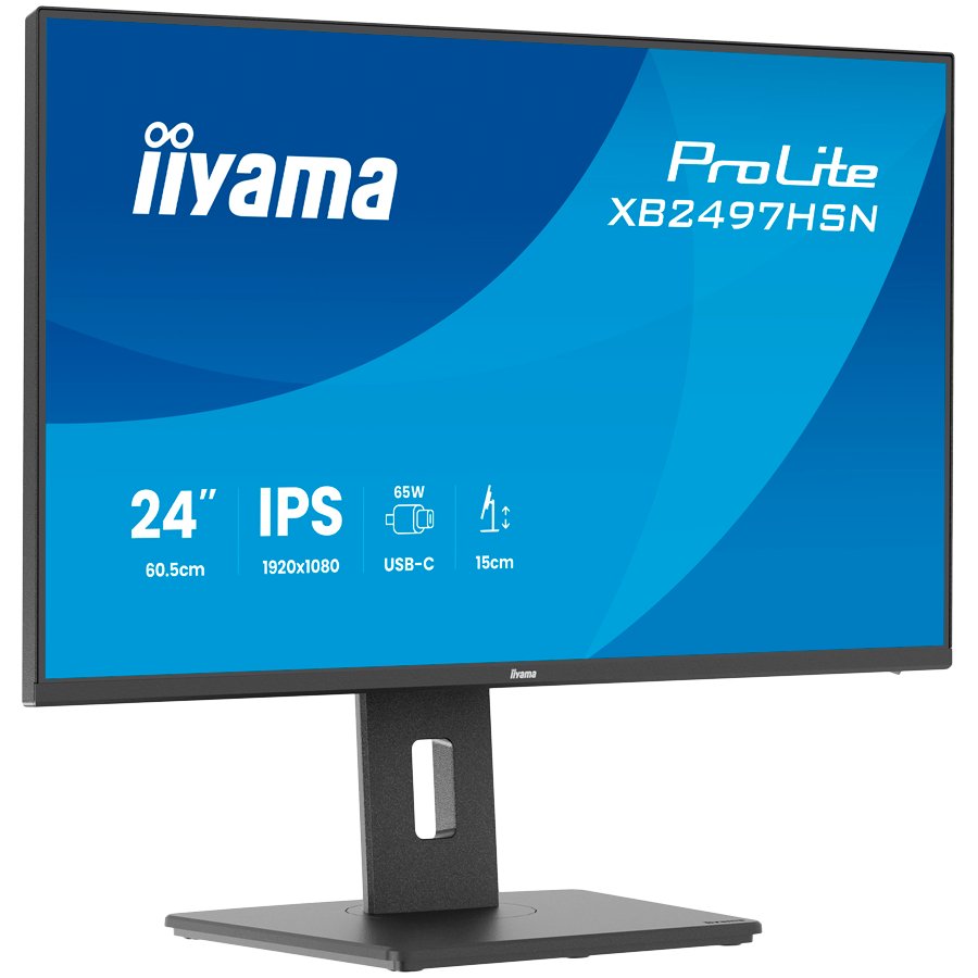 Iiyama ProLite XB2497HSN-B1, 60.5 cm , 23.8, 1920 x 1080 pixels, Full HD, LED, 1 ms, Black IPS monitor with USB-C docking, LAN [3]