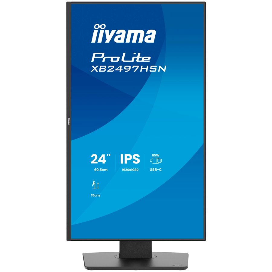 Iiyama ProLite XB2497HSN-B1, 60.5 cm , 23.8, 1920 x 1080 pixels, Full HD, LED, 1 ms, Black IPS monitor with USB-C docking, LAN [2]