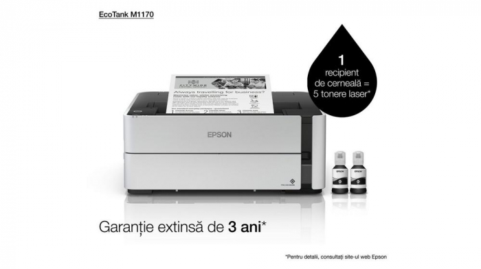 Imprimanta Epson EcoTank M1170, InkJet, Monocrom, Format A4, Duplex, Retea, Wi-Fi [5]