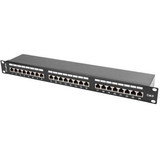 Patch Panel LANBERG PPS6 1024 B, 24 porturi, 1U, Cat 6, Ecranat, Negru [2]