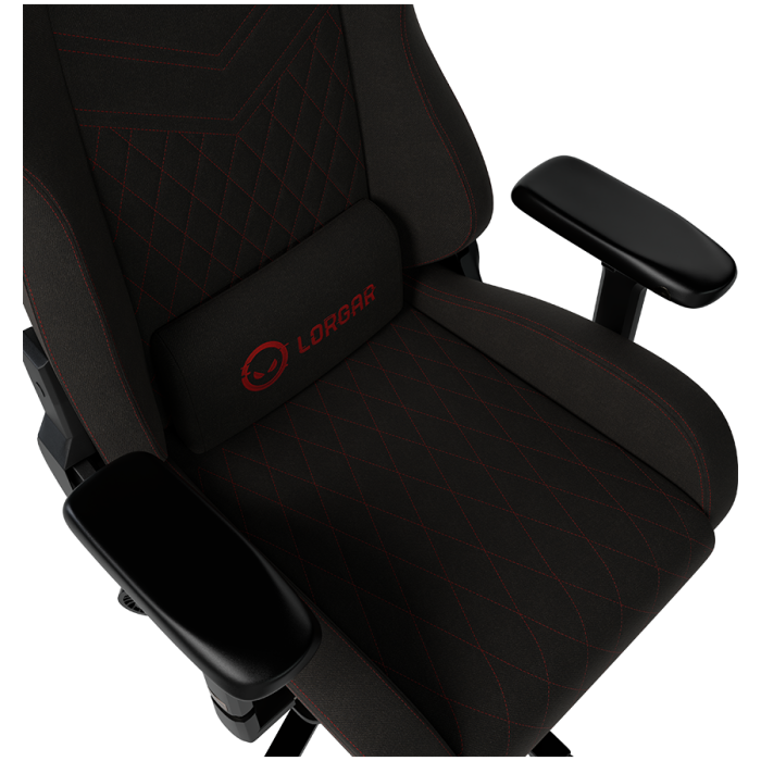 LORGAR Ace 422, Gaming chair, Anti-stain durable fabric, 1.8 mm metal frame, multiblock mechanism, 4D armrests, 5 Star aluminium base, Class-4 gas lift, 75mm PU casters, Black + red [6]