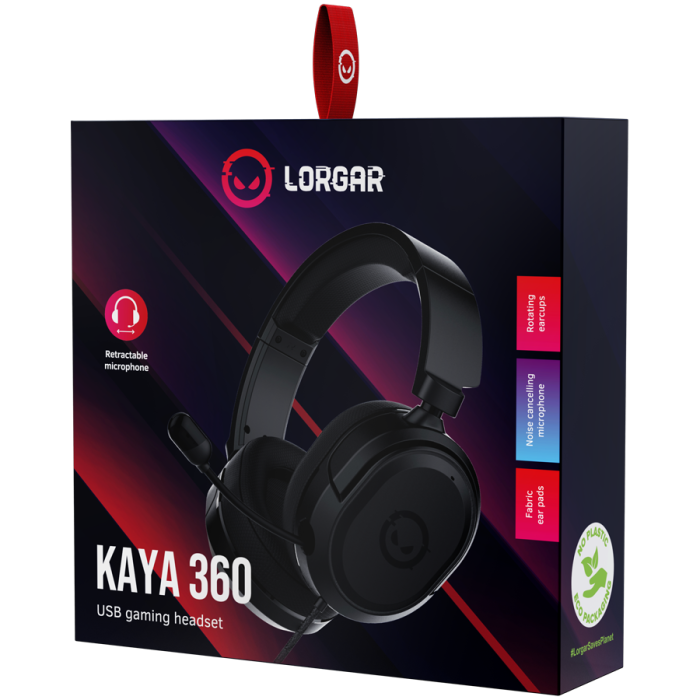 LORGAR Kaya 360, USB Gaming headset with microphone, CM108B, Plug&Play, USB-A connection cable 2m, fabric ear pads, size: 192*184.7*88mm, 0.314kg, black [6]