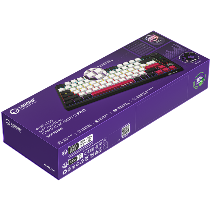 LORGAR KBP7075W, Wireless 75% Mechanical Gaming Keyboard Pro, Black/red, EN layout [9]