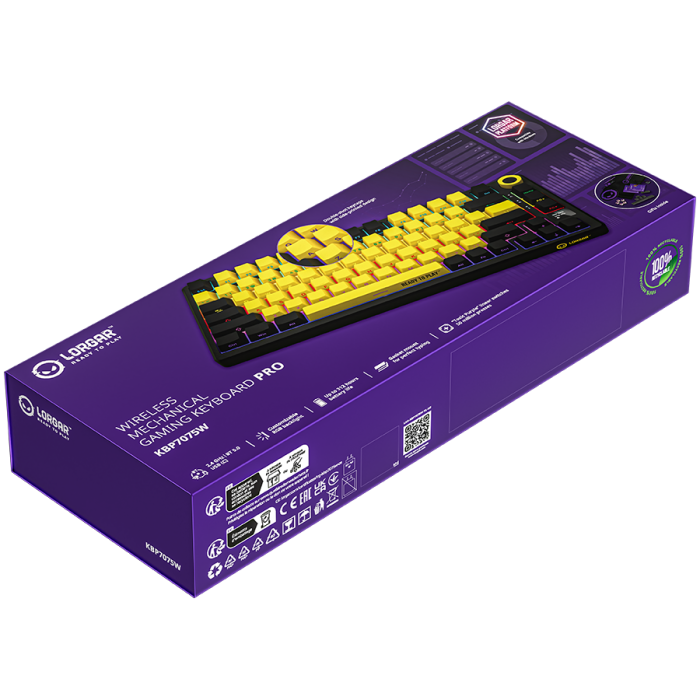 LORGAR KBP7075W, Wireless 75% Mechanical Gaming Keyboard Pro, Black/yellow, EN layout [9]