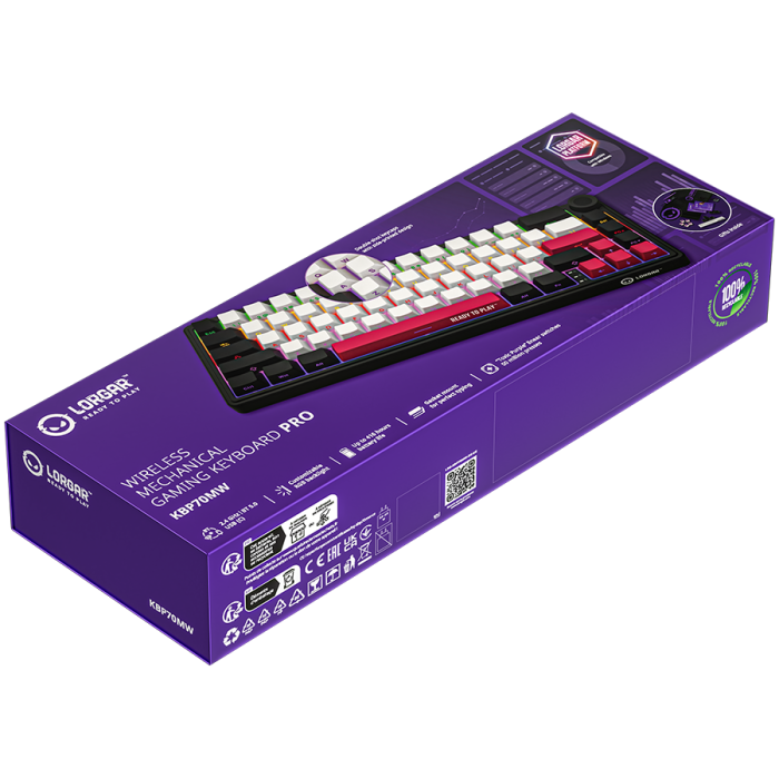 LORGAR KBP70MW, Wireless 65% Mechanical Gaming Keyboard Pro, Black/red, EN layout [10]