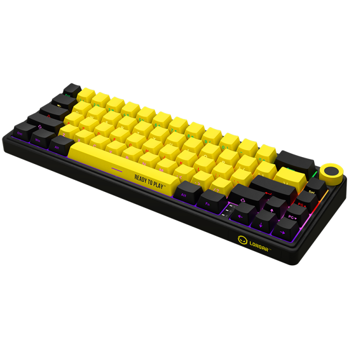 LORGAR KBP70MW, Wireless 65% Mechanical Gaming Keyboard Pro, Black/yellow, EN layout [2]