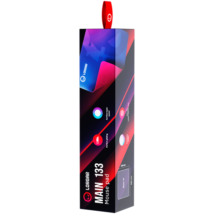 Lorgar Main 133, Gaming mouse pad, High-speed surface, Purple anti-slip rubber base, size: 360mm x 300mm x 3mm, weight 0.2kg [7]