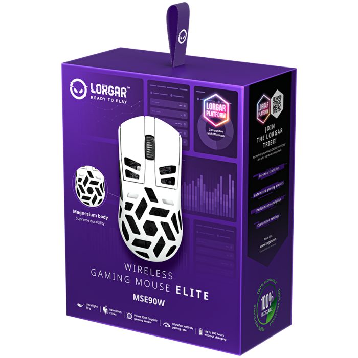 LORGAR MSE90W, Magnesium Alloy Wireless Gaming Mouse Elite, White [11]