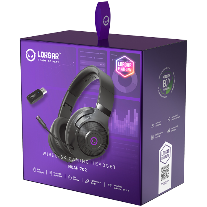 LORGAR Noah 702, Wireless Gaming Headset, black [9]