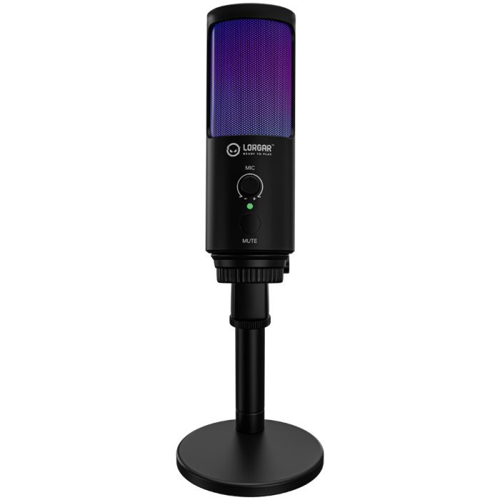 LORGAR SMP40, RGB Microphone with external mute button and metal stand, Black [4]