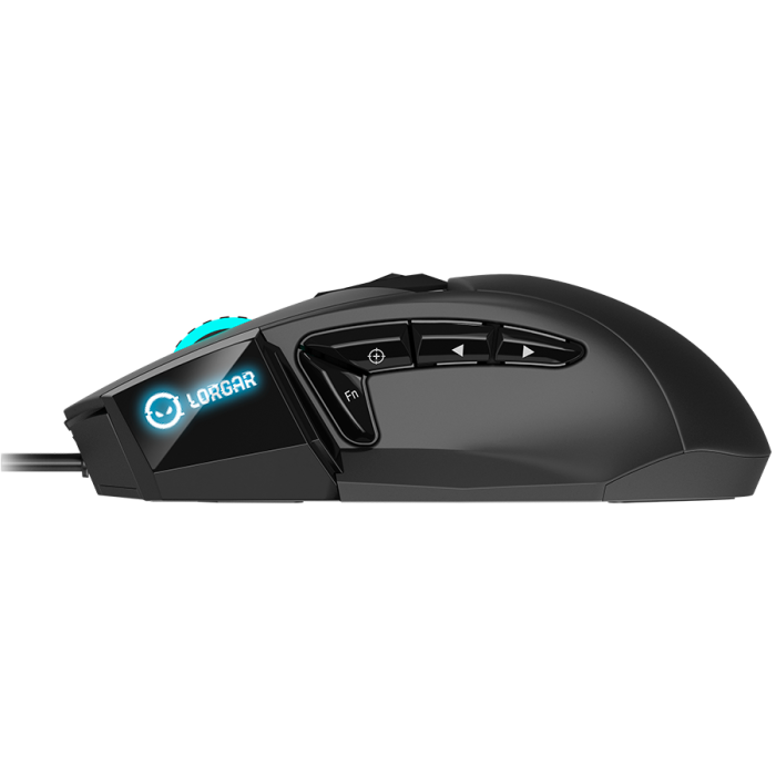 LORGAR Stricter 579, gaming mouse, 9 programmable buttons, Pixart PMW3336 sensor, DPI up to 12 000, 50 million clicks buttons lifespan, 2 switches, built-in display, 1.8m USB soft silicone cable, Matt [4]