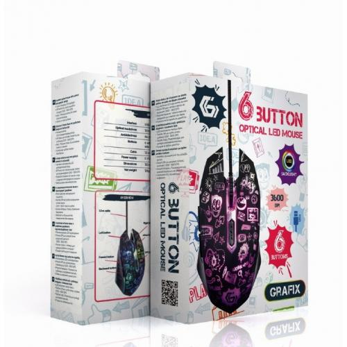Mouse Optic Gembird MUS-6B-GRAFIX-01, USB, Black-White [3]