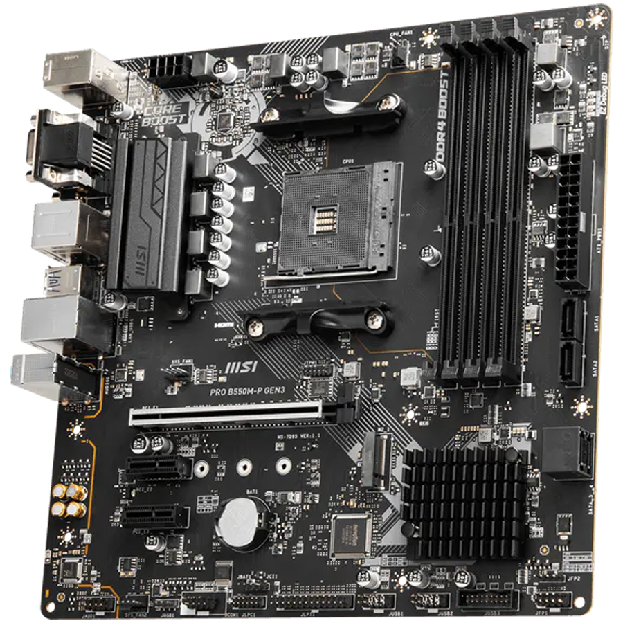 MSI Main Board PRO B550M-P (AM4,4x DDR4, 1xHDMI,1xDP,1xVGA, 1x PCI-E x16 slot, 2x PCI-E x1 slot, 2x M.2, 4x SATA 6G, GLAN) mATX [3]