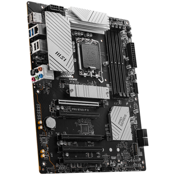 MSI PRO B760-P II, ATX, LGA 1700, Dual Channel DDR5 up to 7000MHz, 4xDDR5, 5x PCIe x16 slots, 2x M.2 slots, 1x HDMI, 1xDP, 2x USB 2.0, 2x USB 5Gbps, 1x Type-C, 7.1 HD Audio, 2.5G LAN, 4x EZ Debug LED, [2]