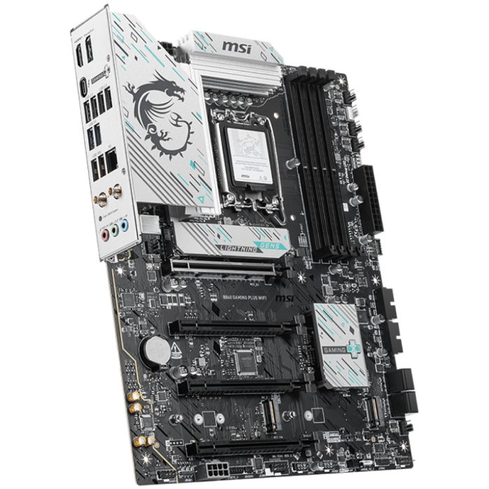 MSI PRO B860 GAMING PLUS WIFI, ATX, LGA 1851, 4x DDR5 Dual Channel DDR5 up to 8600(OC)MHz, 4x PCIe x16 slot, 3x M.2 slot, 4x USB 2.0, 2x USB 5Gbps, 2x USB 10Gbps, 1x USB 40Gbps Type-C, HDMI, DP, 7.1 H [2]