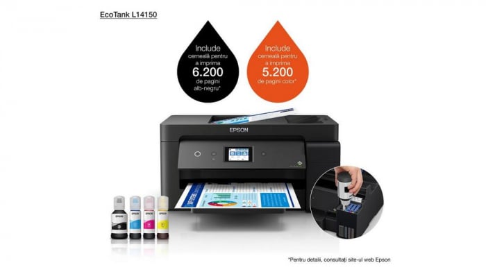 Imprimanta multifunctionala Epson EcoTank L14150, InkJet, Color, Format A3, Duplex, Fax, Retea, WiFi [2]