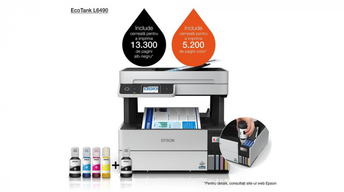Imprimanta multifunctionala Epson EcoTank L6490 InkJet, Color, Format A4, Duplex, Retea, Wi-Fi, Fax [3]