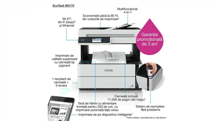 Imprimanta multifunctionala Epson EcoTank M3170, Inkjet, Monocrom, Format A4, Reta, Wi-Fi [2]