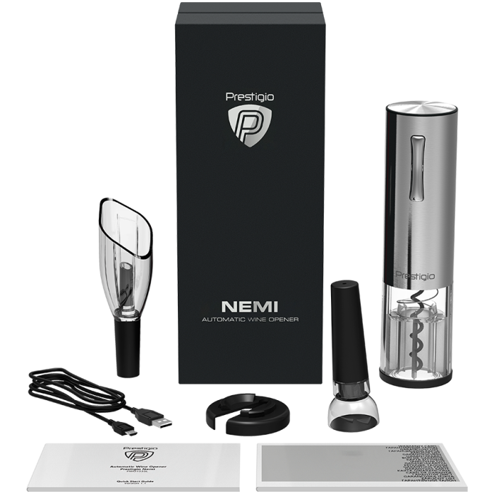 Nemi, Electric wine opener, aerator, vacuum preserver, Silver color [8]