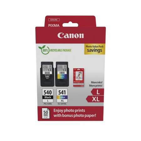 Pachet 2 Cartuse Cerneala Canon Photo PG-540L + CL-541XL 5224B012AA + Hartie Foto 10x15 50 Coli Negru/Color [1]