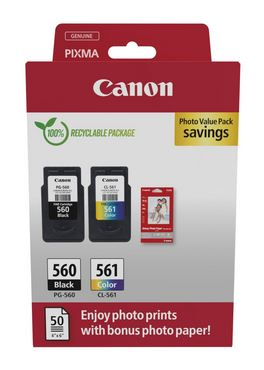 Pachet foto 2 cartuse Canon PG-560 + CL-561 + hartie foto 10x15 50coli [1]
