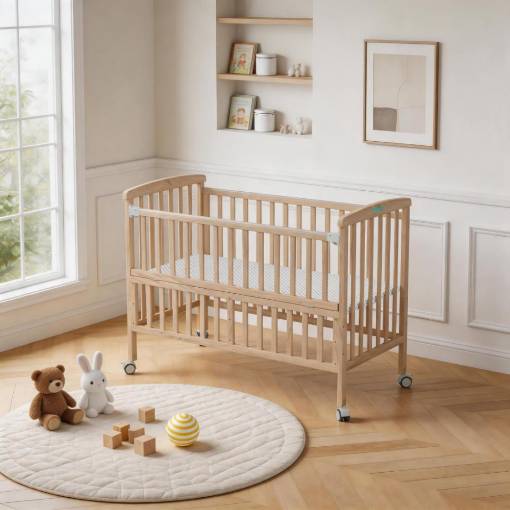 Patut din lemn bebe, 120x60,natur,U-Grow [8]