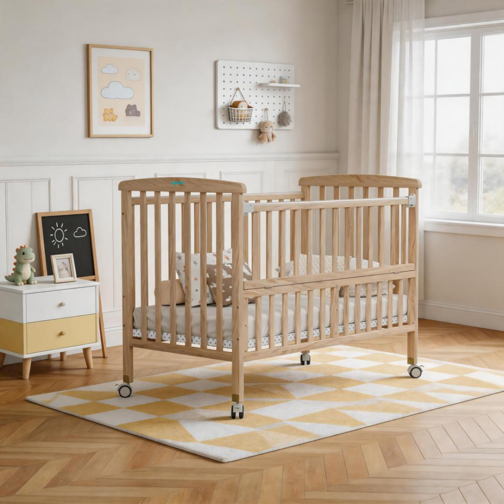 Patut din lemn bebe, 120x60,natur,U-Grow [6]