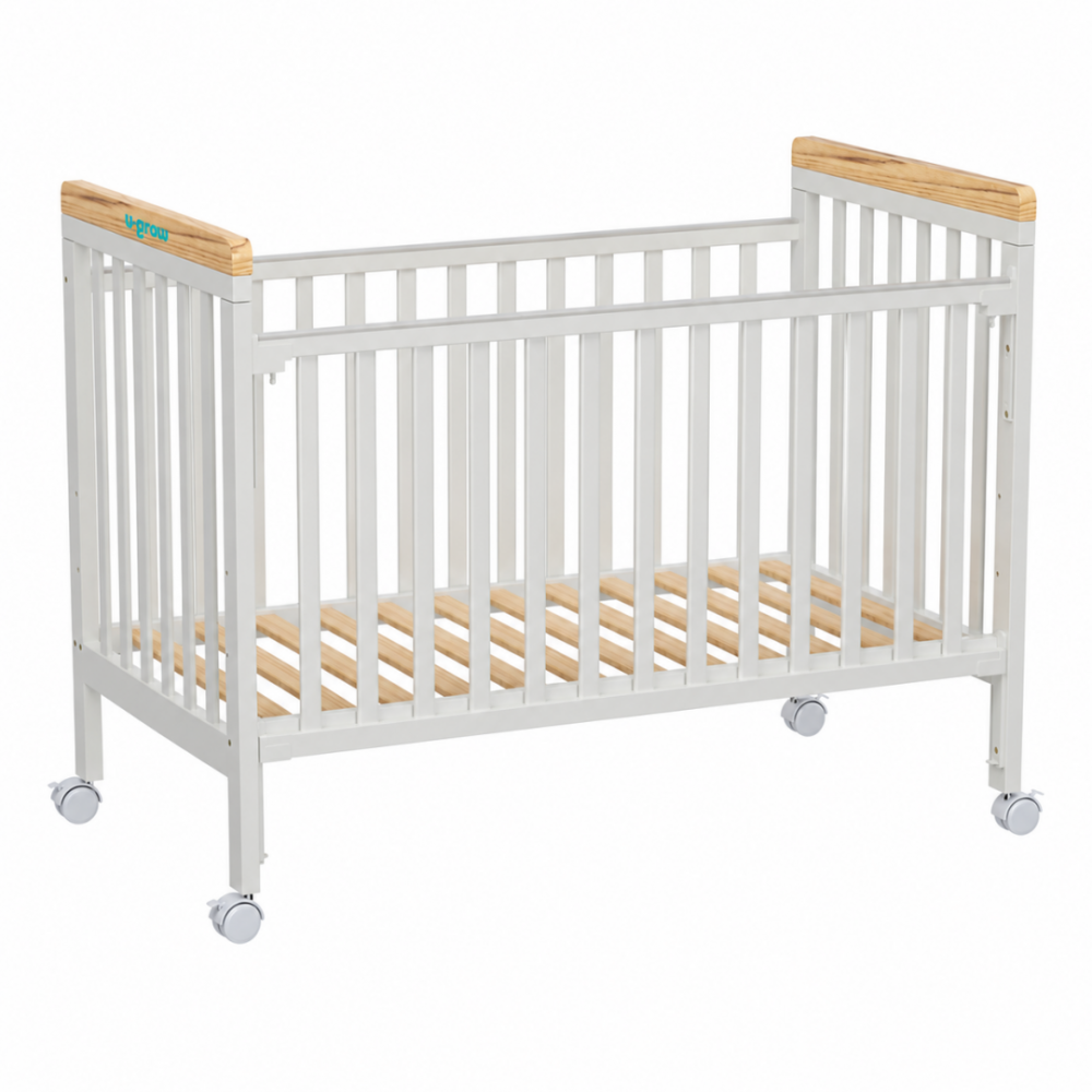 Patut din lemn bebe, 120x60cm,alb,U-Grow [2]