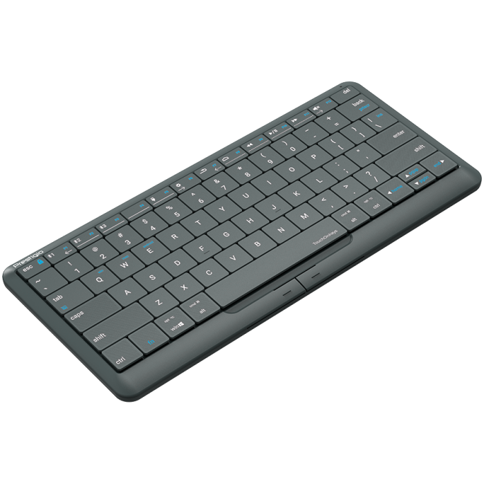 Prestigio Click&Touch 2, wireless multimedia smart keyboard with touchpad embedded into keys, auto-switch between keyboard and touchpad modes, touch multimedia sliders, left and right physical "mouse" [5]