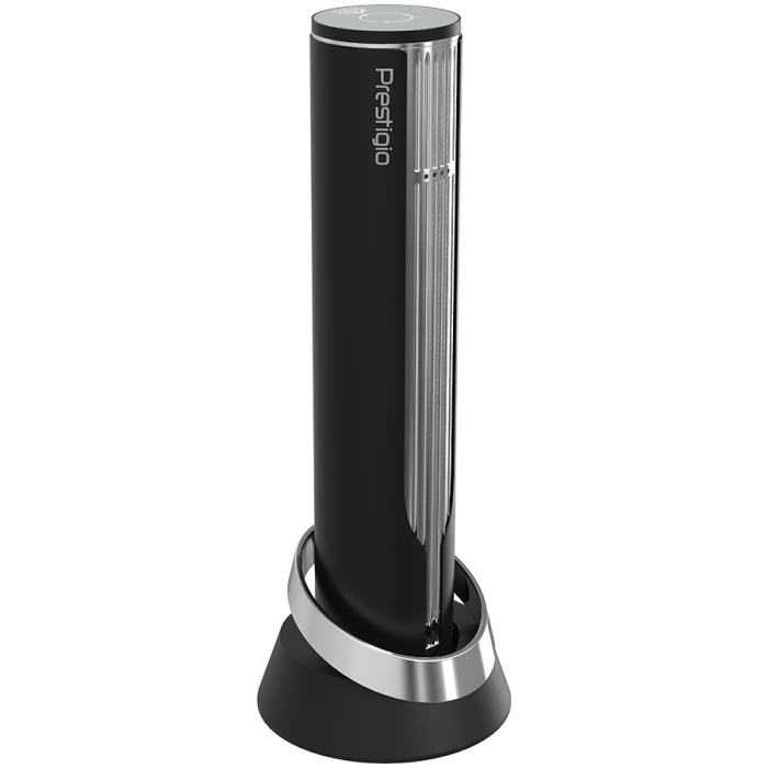 Prestigio Maggiore, smart wine opener, 100% automatic, opens up to 70 bottles without recharging, foil cutter included, premium design, 480mAh battery, Dimensions D 48*H228mm, black + silver color. [3]