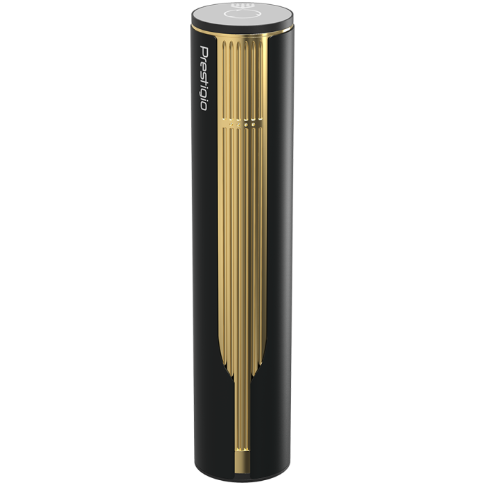 Prestigio Maggiore, smart wine opener, 100% automatic, opens up to 70 bottles without recharging, foil cutter included, premium design, 480mAh battery, Dimensions D 48*H228mm, black + gold color. [7]