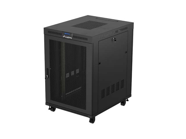 Rack podea LANBERG FF01 8022 12BL, 19 inch, 22U, 800x1000 mm, Negru, Usă sticlă, LCD [3]