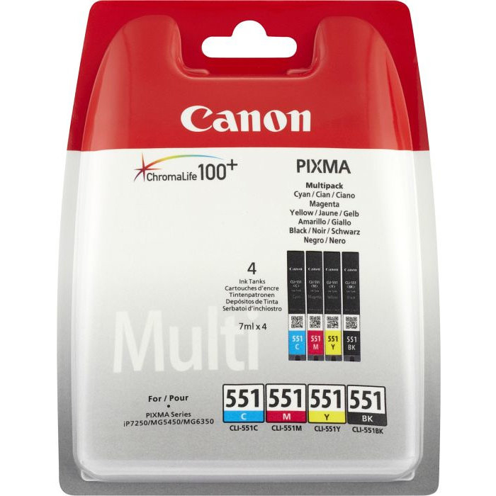 Set cartuse cerneala Canon B+C+M+Y CLI-551 + hartie foto 10x15 50coli [1]
