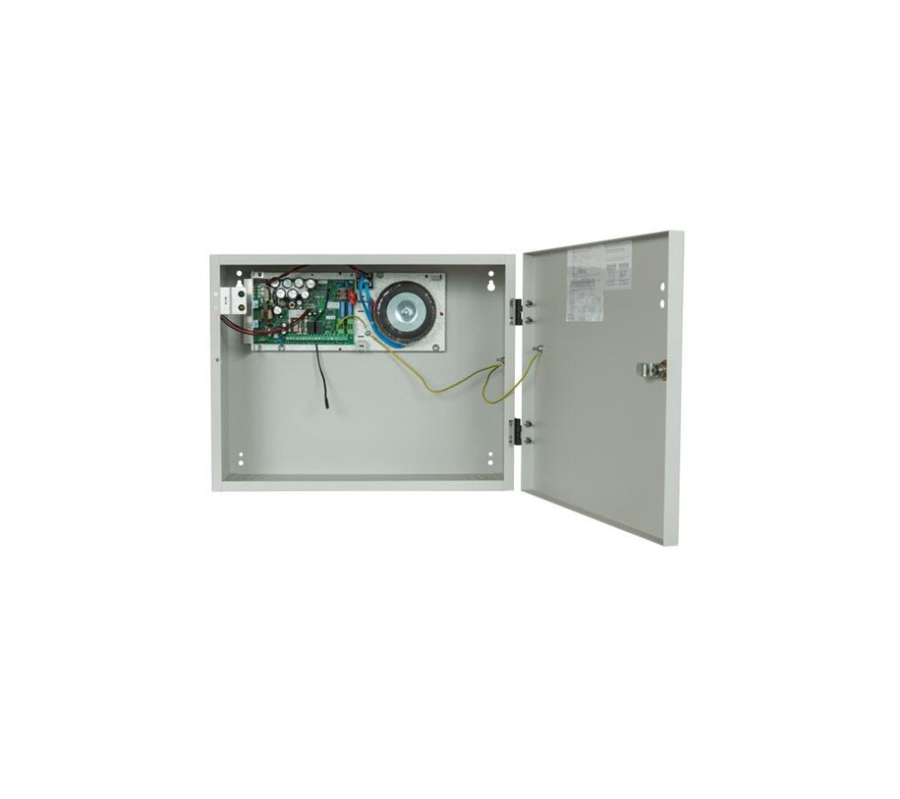 Sursa de alimentare pentru sisteme de detectie incendiu 24V/3A in cutie metalica, loc pentru 2 acumulatori 12V/18A. Sursele sunt certificate EN 54-4, Vds; EN 12101-10; [2]