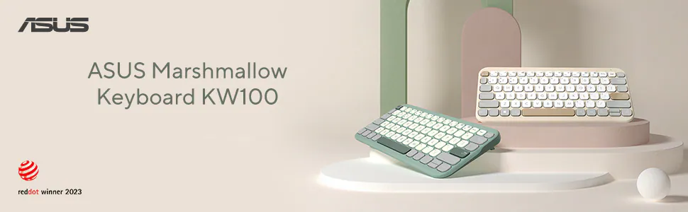 Tastatura Wireless ASUS Marshmallow Keyboard KW100, Bluetooth, Layout US INT, Green Tea Latte [5]