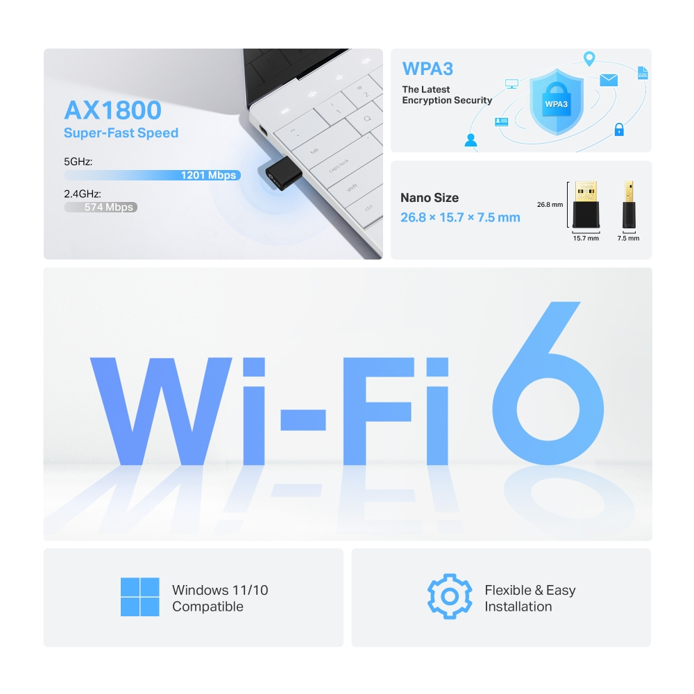 Adaptor wireless USB TP-Link AX1800 Nano Dual-Band Wi-Fi 6 (Archer TX20U Nano) - TP-LINK [4]